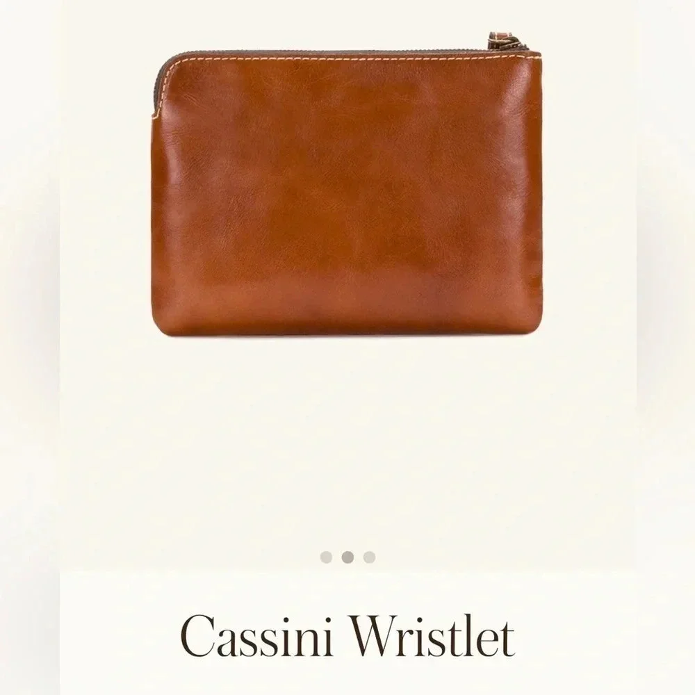 Patricia Nash Cassini Wristlet with tooled floral pattern in Florence Brown